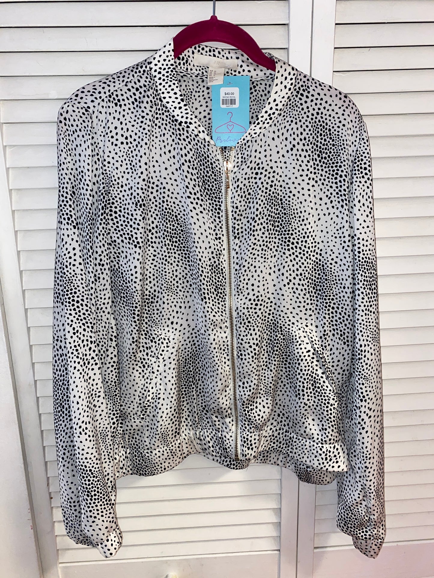 H&M Satin Bomber Crop Jacket Size: 14