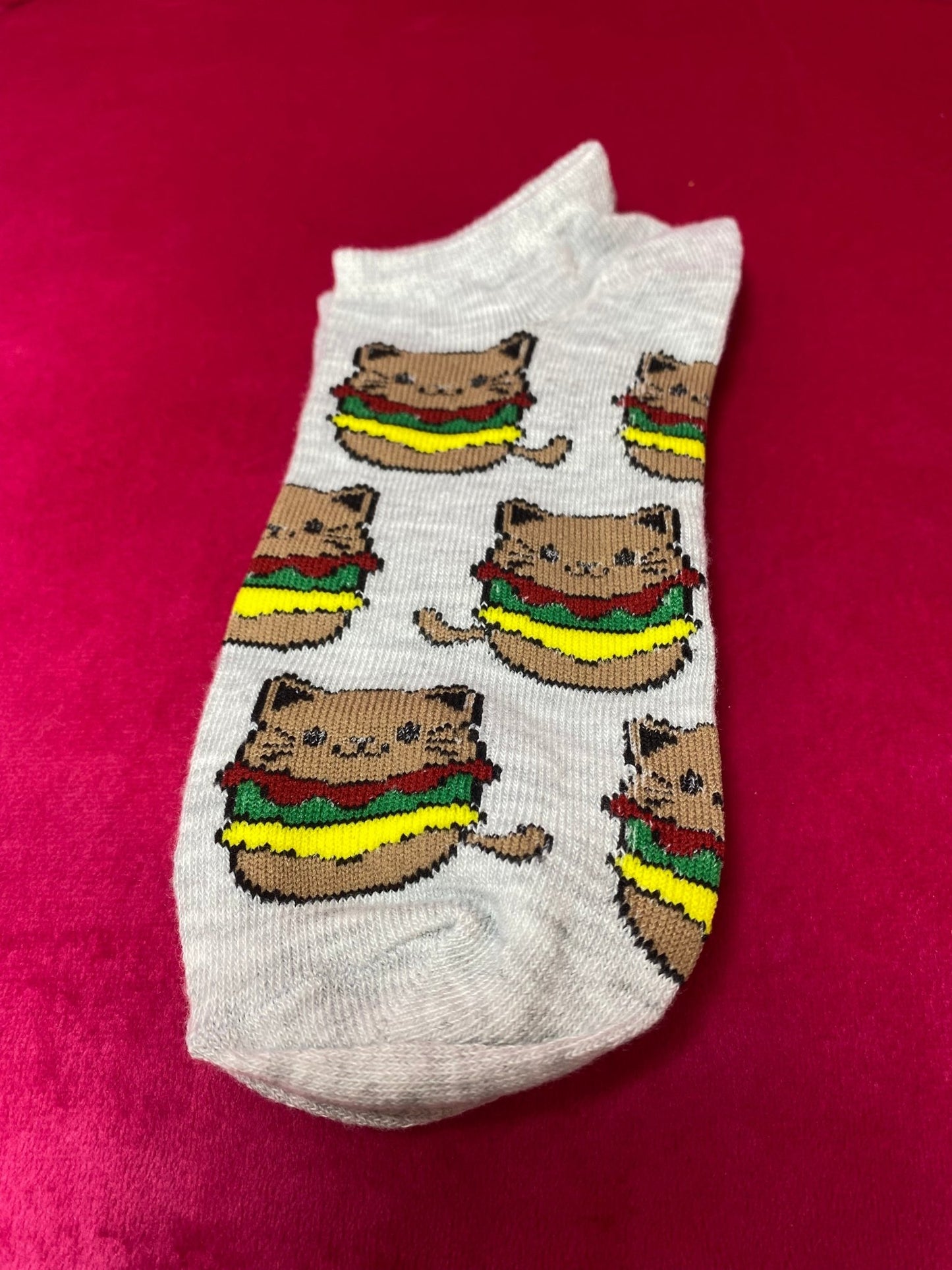 Chaussettes montantes en forme de burger de chat