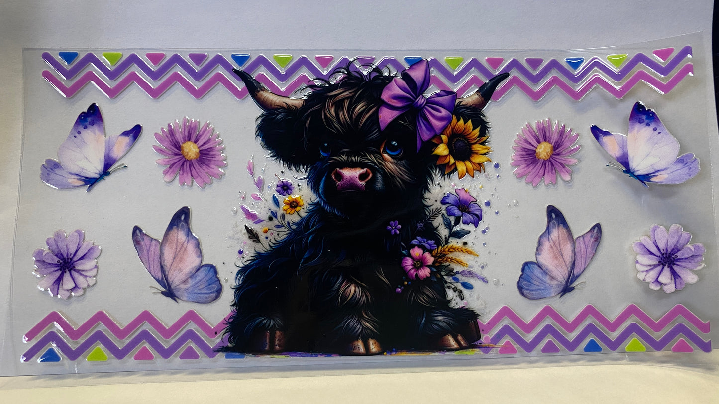 Purple HIghland Cow CUP WRAP