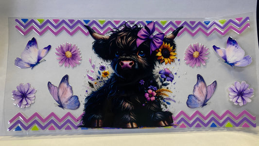 Purple HIghland Cow CUP WRAP