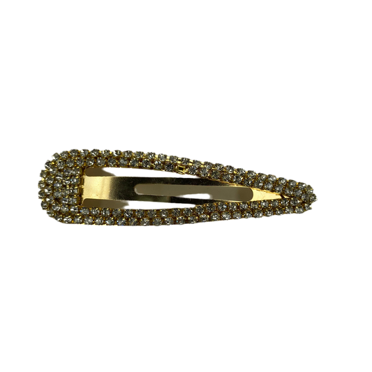 3 Inch Rhinestone Gold Snap Hair Pin