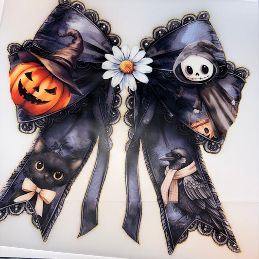 HALLOWEEN BOW Pumpkin Crow Black Cat Shirt Transfer