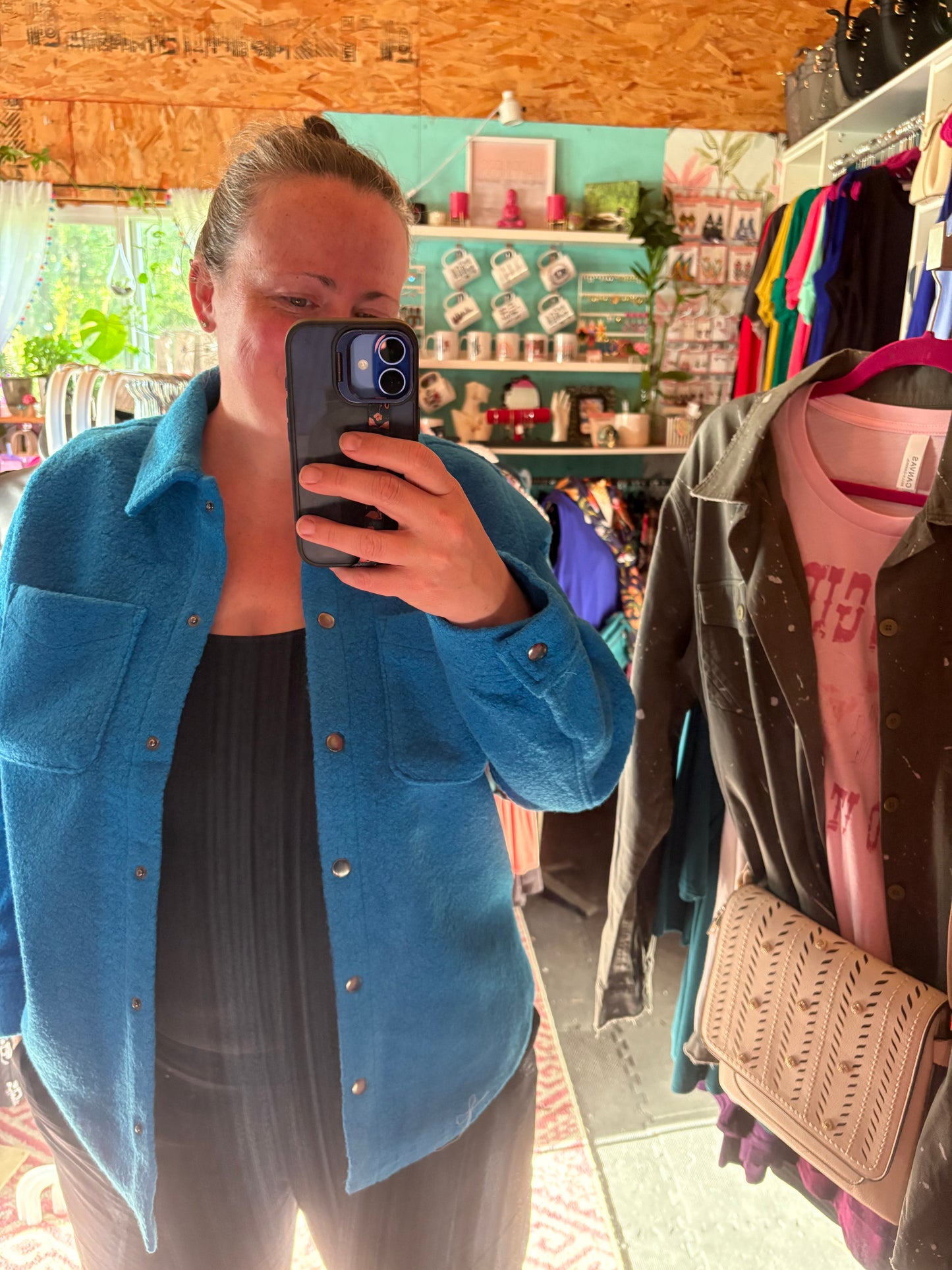 Sherpa Shacket Jacket Mid Weight - Blue