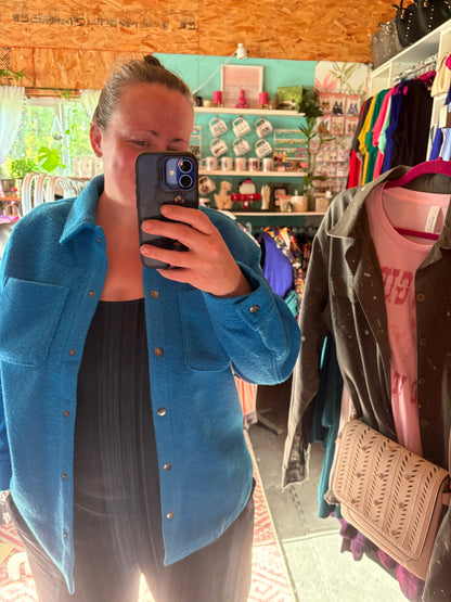 Sherpa Shacket Jacket Mid Weight - Blue