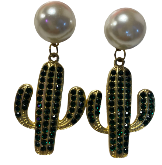 Peral Cactus Rhinestone Earrings