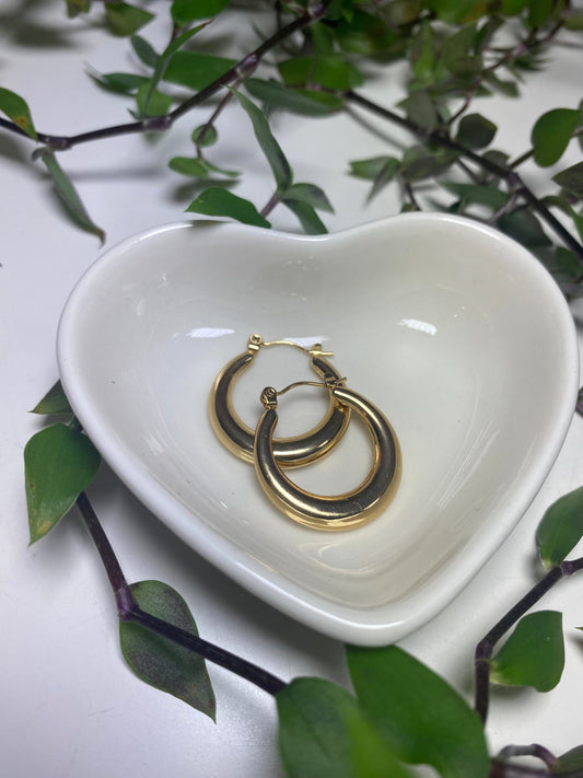 Chunky Thick Hoop Earrings 18K Gold Plated 