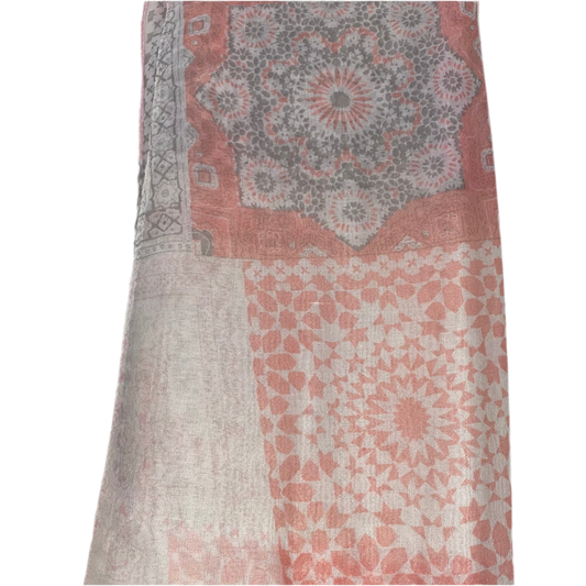 Gypsy Gray Pink Coral White Printed Scarf
