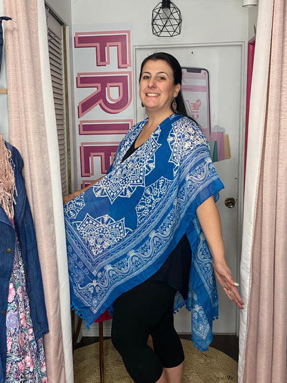 Kaftan Blue Beach Kimono Beach Coverup Top