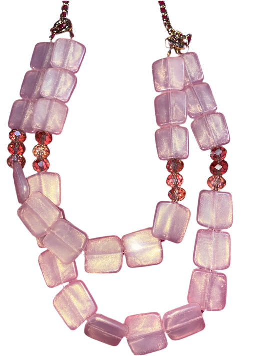 Pink Gold Boho Statement Necklace