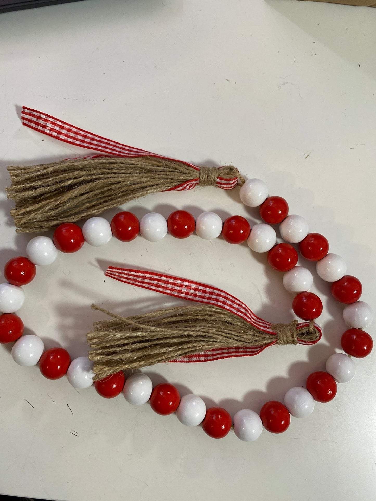 Christmas Wood Bead Garland  30 inches