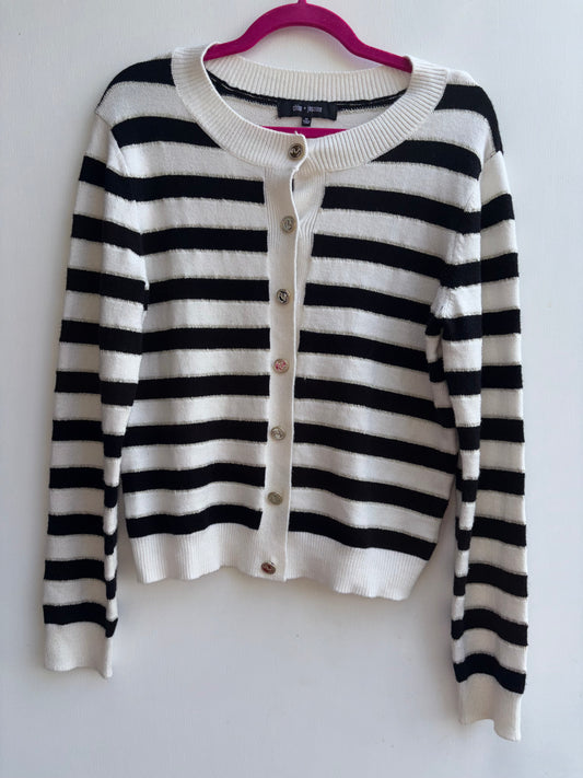 Chloe + Jasmine Nautical Preppy Gold Button Cardigan Medium 1033