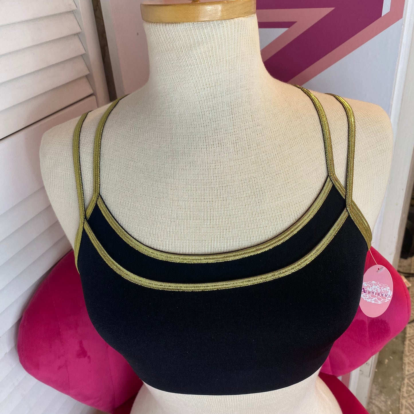 Gold Black Accent Sports Bra Bralette