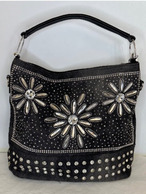 PREORDER Floral Rhinestone Denim Purse