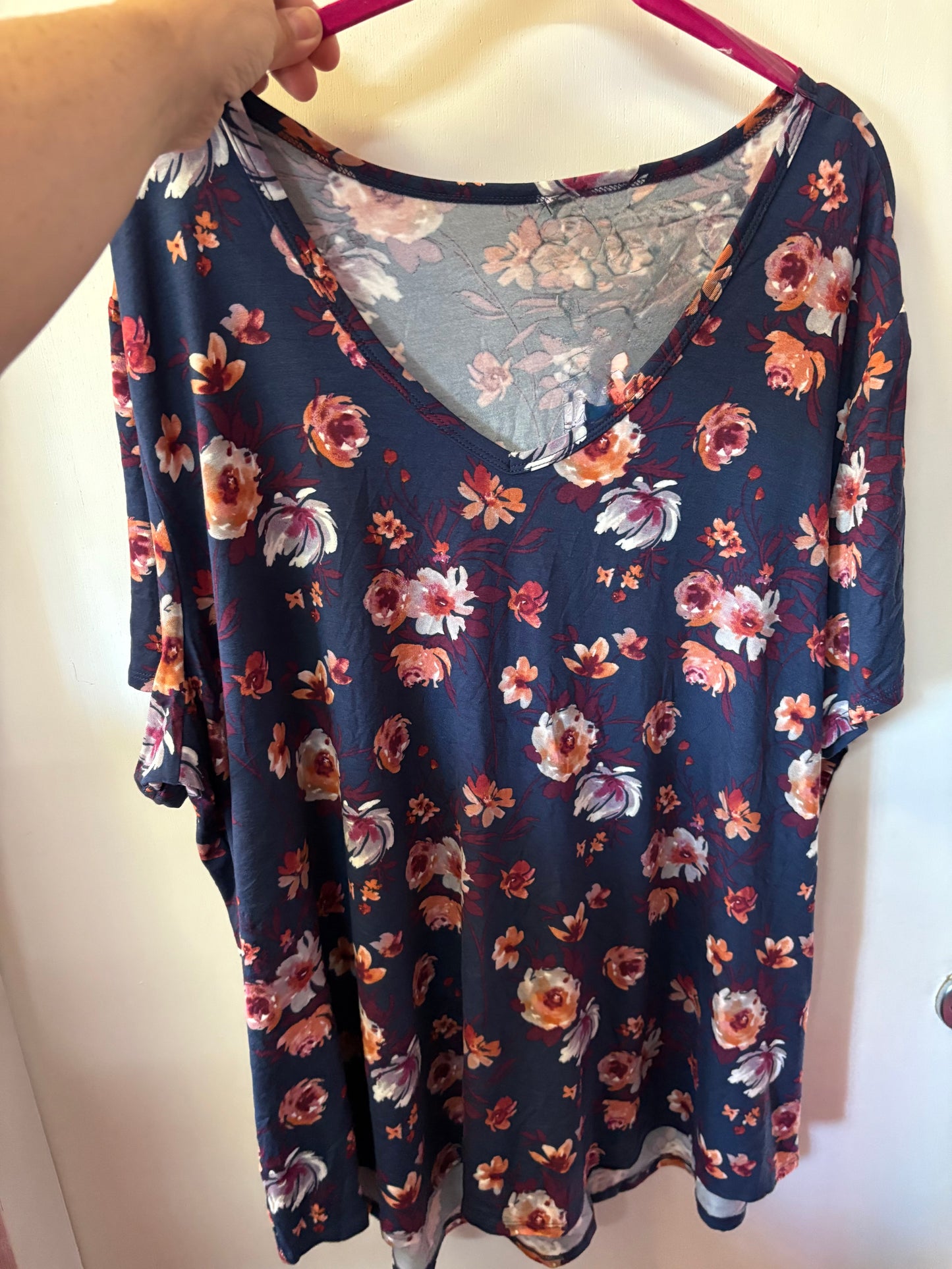 Blue Burgundy Floral Top