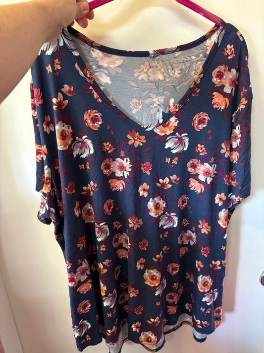 Blue Burgundy Floral Top