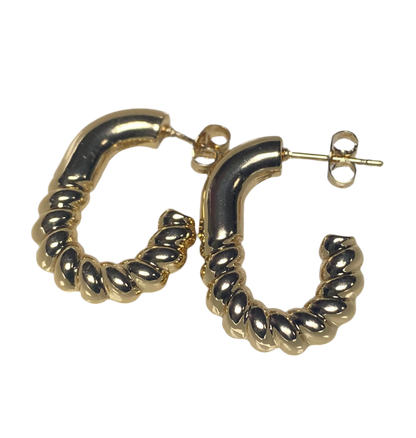 Spiral Half Twist Hoop Earrings 18K Gold Plated