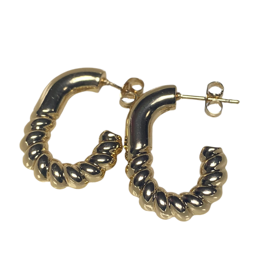 Spiral Half Twist Hoop Earrings 18K Gold Plated