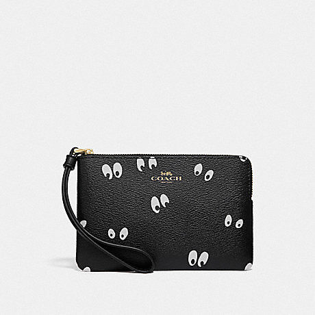 DISNEY X COACH CORNER ZIP WRISTLET WITH SNOW WHITE AND THE SEVEN DWARFS EYES PRINT (COACH F73565)