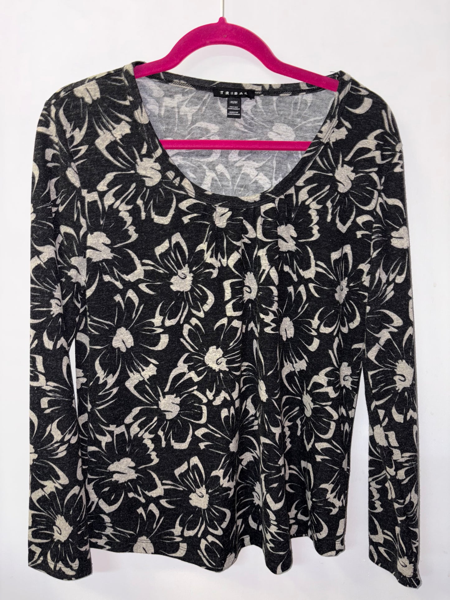 TRIBAL Long Sleeve Flower Top Medium 1012