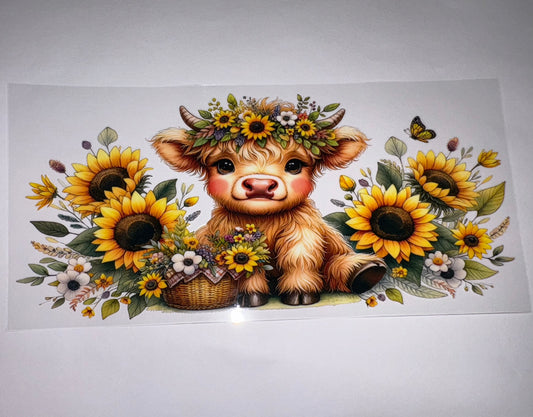Highland Cow Sunflowers CUP WRAP DIY