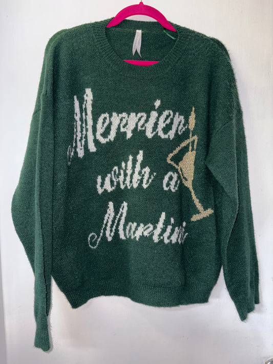 FINAL SALE Merrier with Martini Sweater Top
