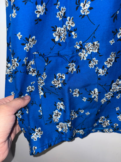 Pan Khaing Heritage Blue Floral Top XXL 1031