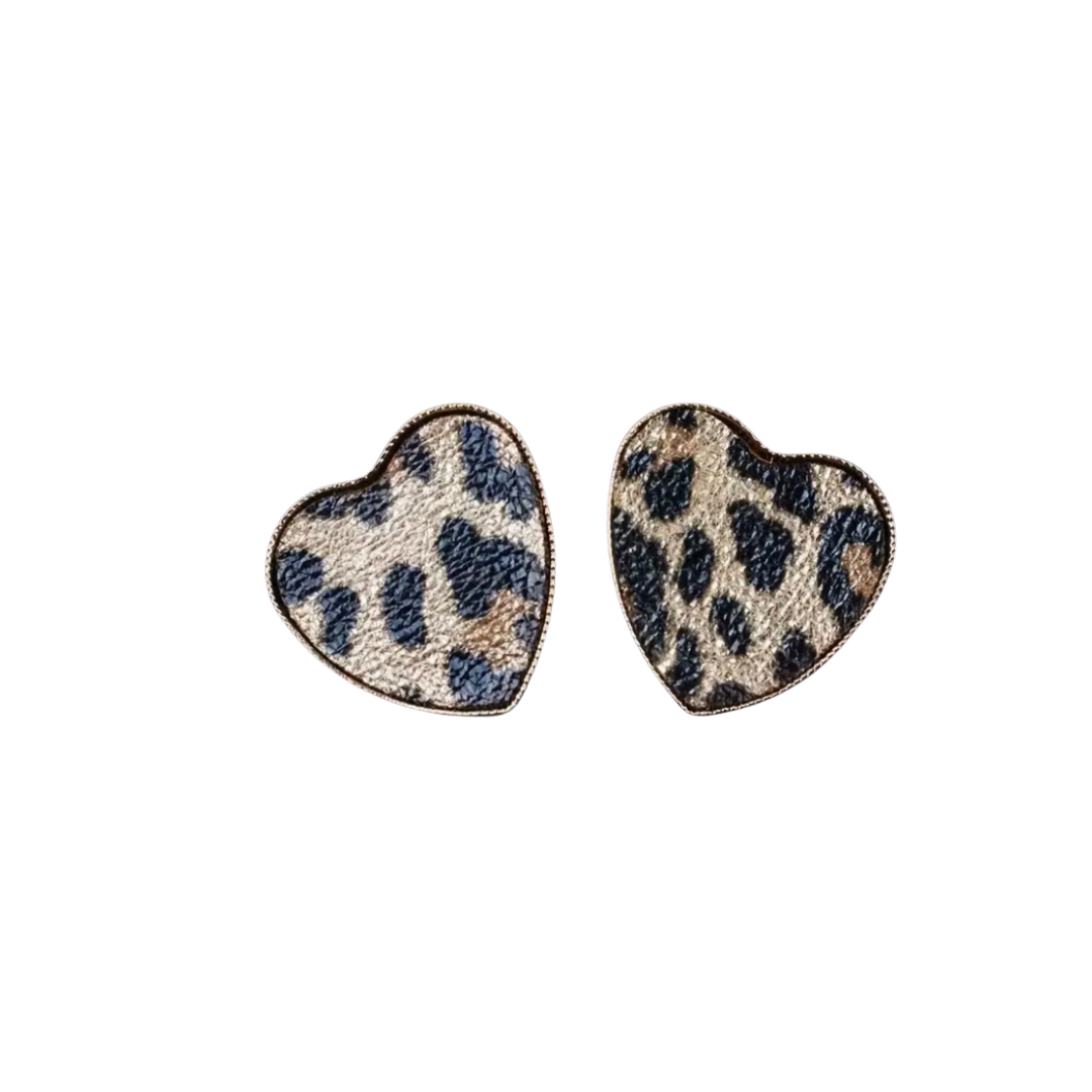 Leopard Heart Valentine Earrings
