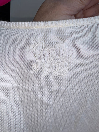 Roxy Eyelet Ruffle Sweater Tank Top Medium 1032