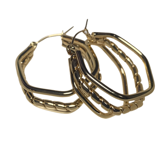 Chunky Triple Hoop Earrings 18K Gold Plated