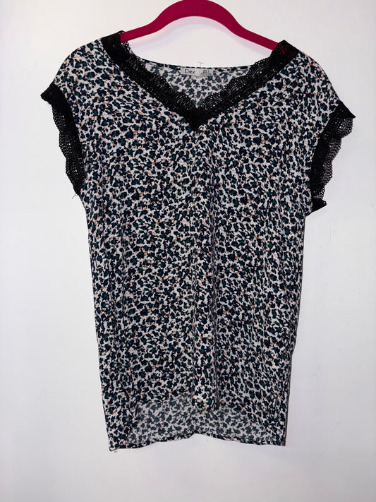 DEX | Teal Leopard Lace Women’s Tank Top Small 1012