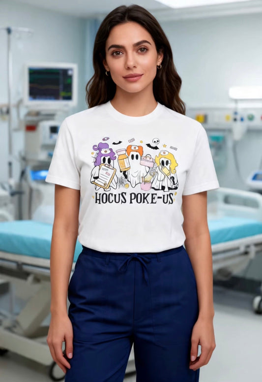 HALLOWEEN Hoke Poke-Us Nurse Ghosts ADULT GRAPHIC TEE