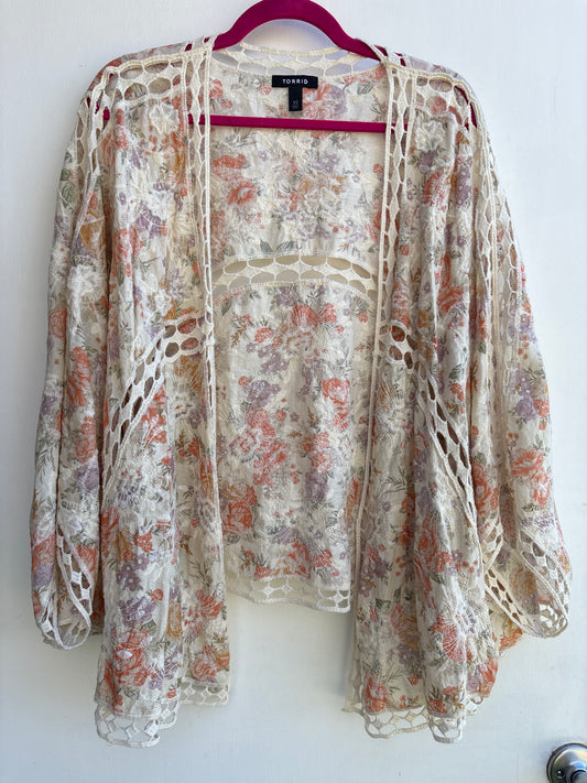 Torrid Pastel Boho embroidered shrug 1/2