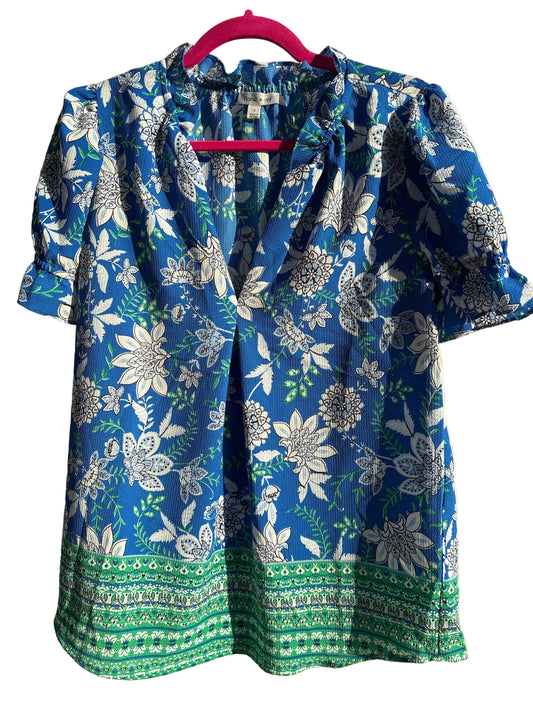 FINAL SALE Paisley Blue Green Top S