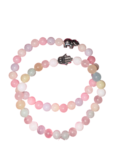 Bubble Gum Pink Jade Gem Stone Bracelet