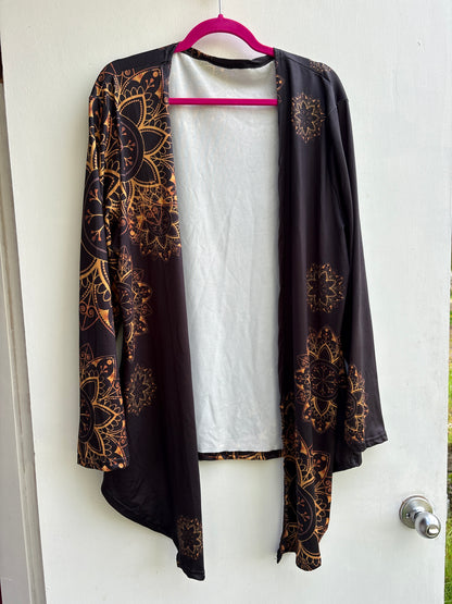 Mandolin Black & Gold Cardigan Top 2X