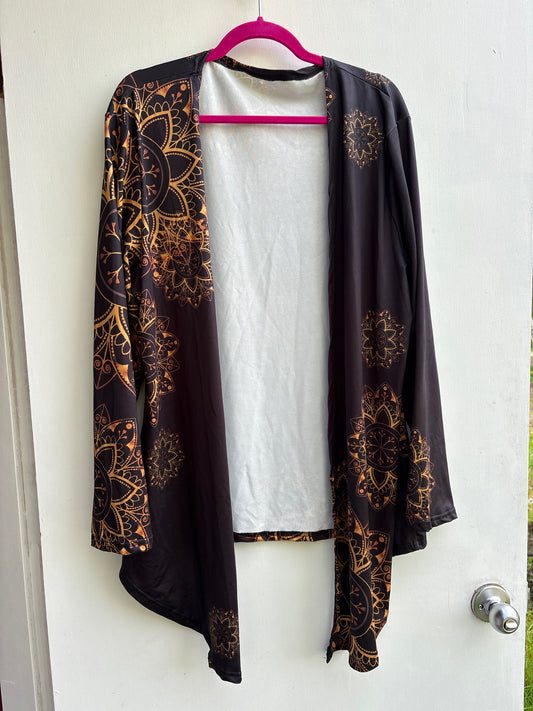 Mandolin Black & Gold Cardigan Top 2X
