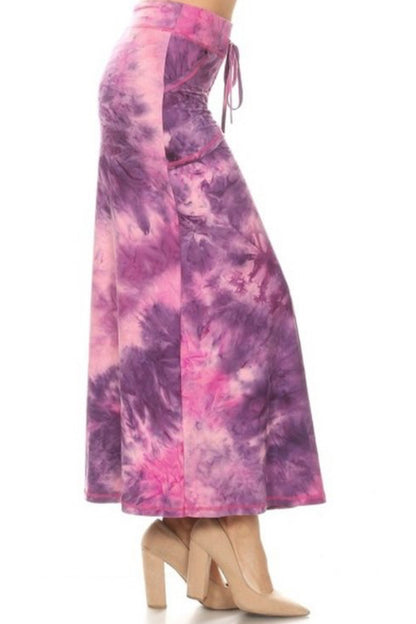 Pink Tye Dye Print Maxi Skirt