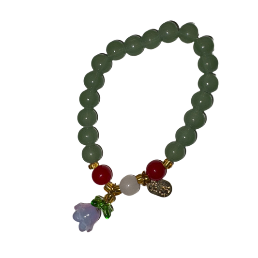 Flower Jade Gem Stone Bracelet