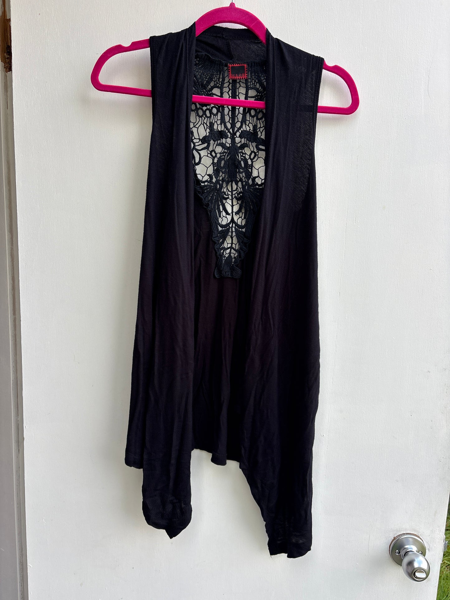Black Open Vest Lace Cardigan