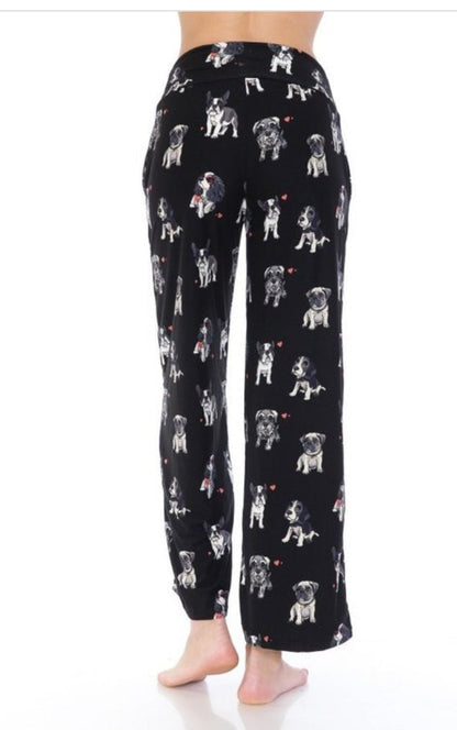 Pantalon de jogging ample à imprimé cœurs et chiens multiples