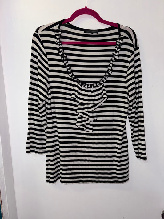 Cable & Gauge Black & White Stripe Hampshire Top XLarge 1006