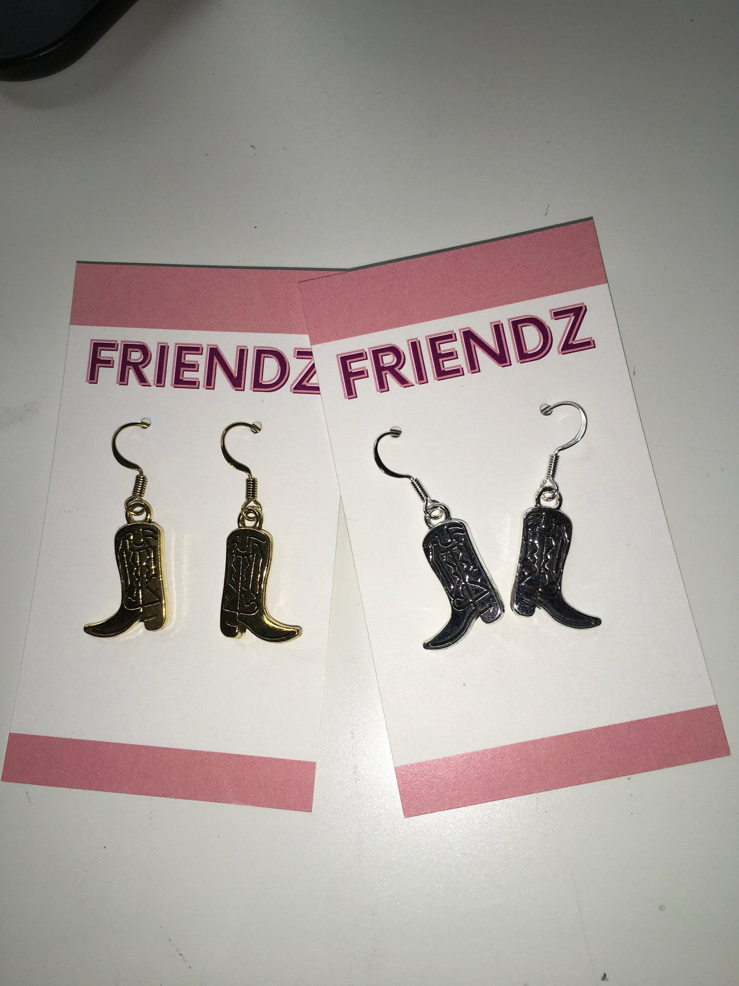 Cowboy Boot Earrings (Silver & Gold)