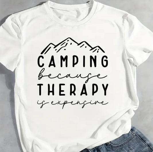 Camping Because Therapy Is Expensive Graphic Tee