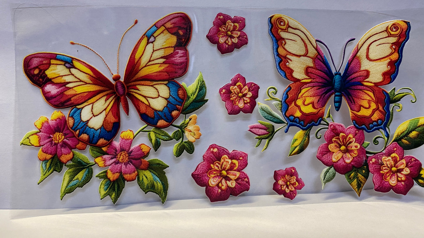 Butterflies Embroidery Print CUP WRAP