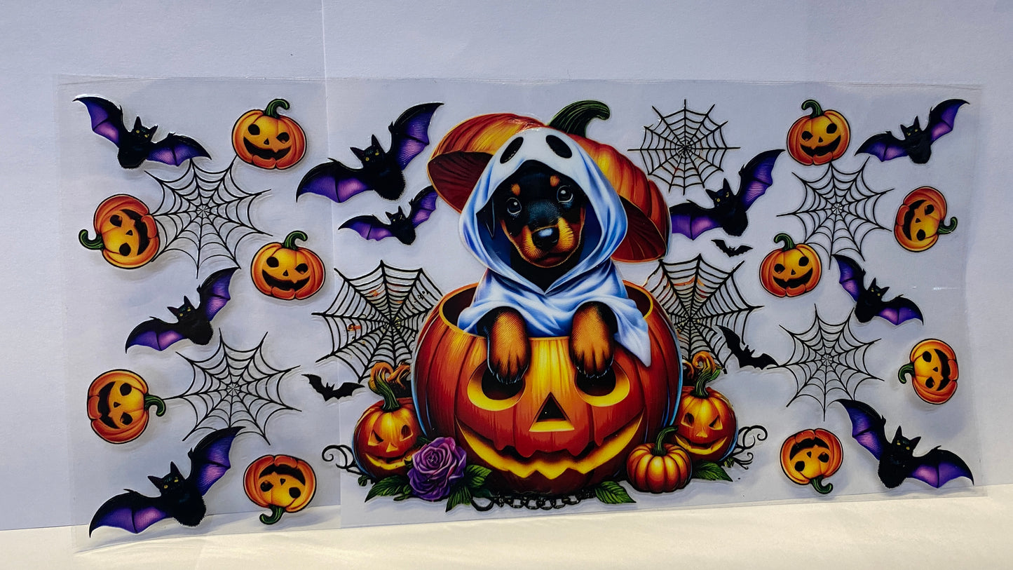 Pumpkin Dachund Dog Puppy CUP WRAP