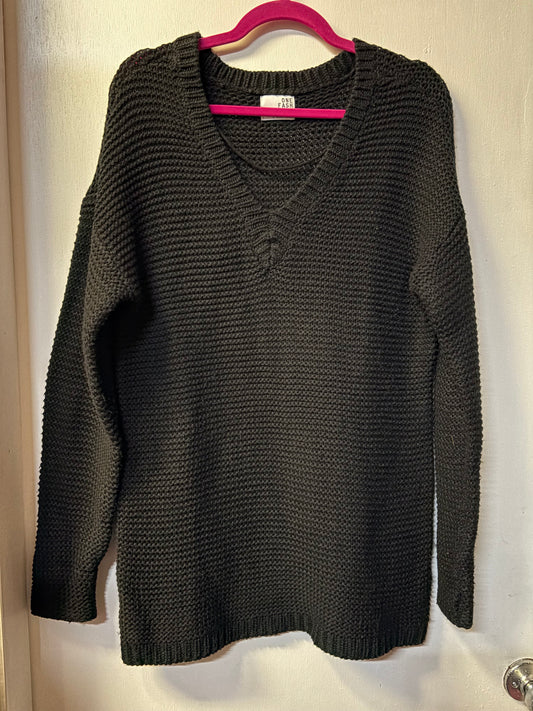 One Fashion by Vero Moda V Neck Black Knit Sweater Top Large 1050