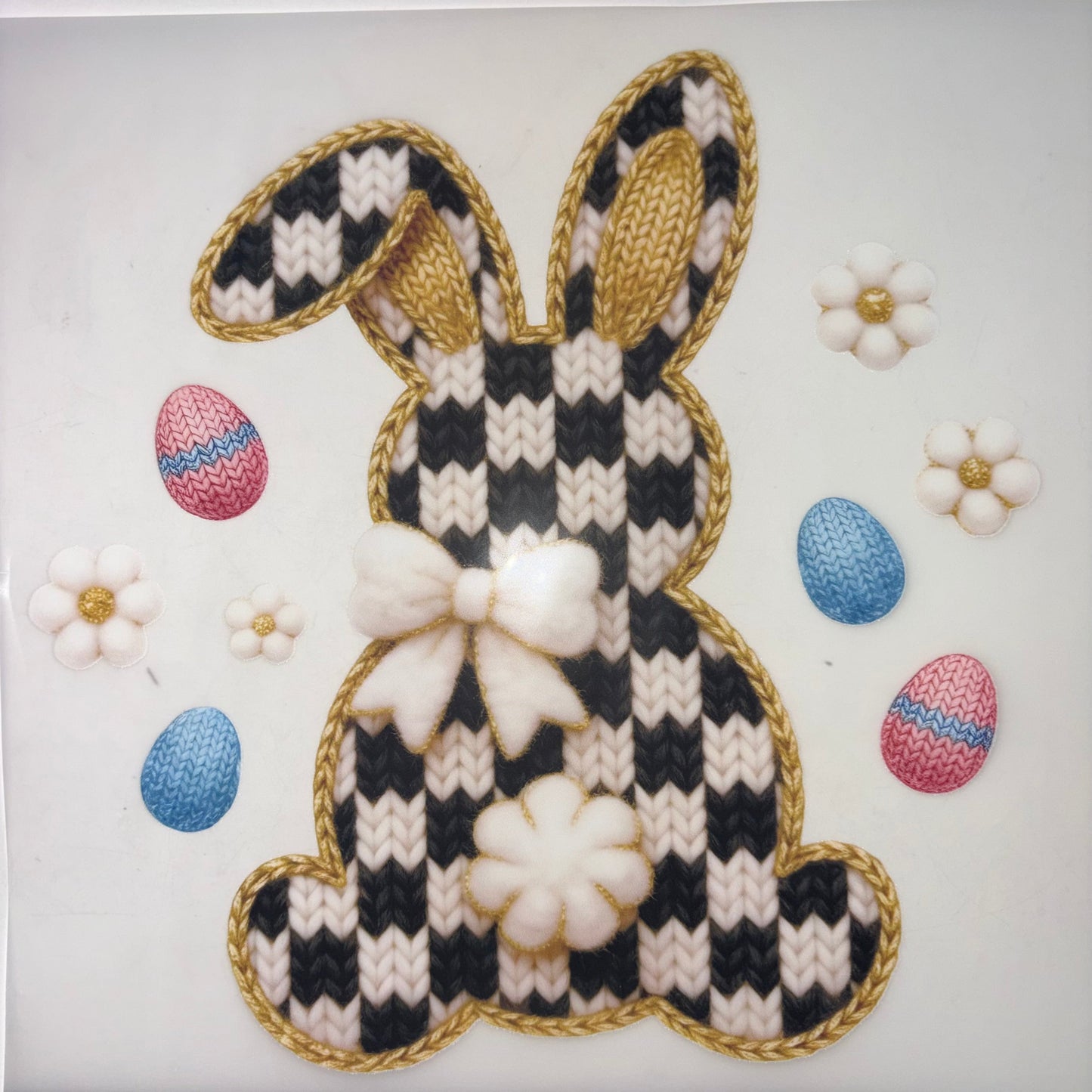 Bunny Black White Knit Stule Shirt Transfer