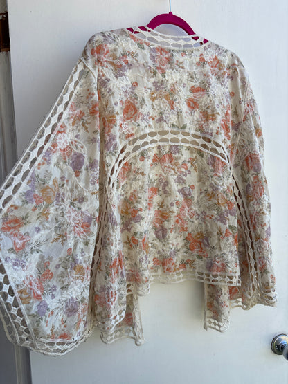 Torrid Pastel Boho embroidered shrug 1/2