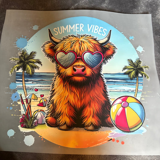 Summer Vibes Beach Cow Shirt Transfer