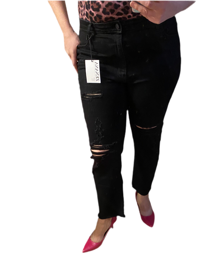 FINAL SALE Kendall Distressed Black STRECH Denim Jeans